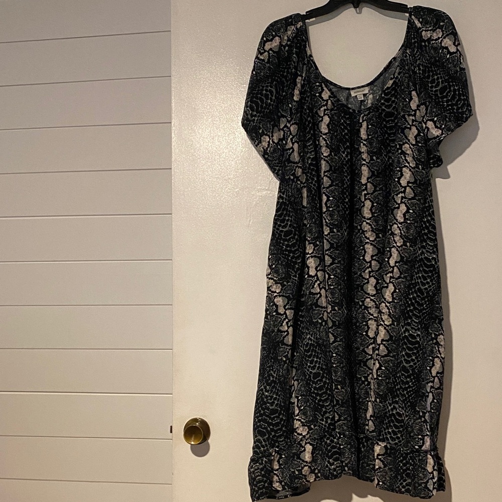 Casual Snake Print Dress with pockets